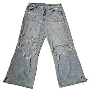 American Eagle Outfitters Light Blue Ripped Wide Leg Jeans